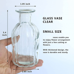 10pcs Clear Glass Vase For Flowers Small Bud Vase For Decor Round Vintage Glass Bottles