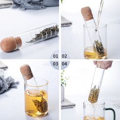 Tubular Glass Tea Strainers With Cork Lid 10 Sets