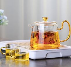 Handmade Heat Resistant Glass Teapot With Strainer 2pc Set